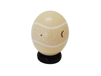 Carved Decorative Ostrich Egg - 17 (Pattern Midnight Wave)